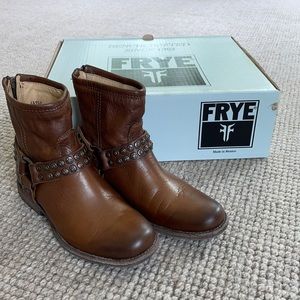 Frye boots. 6” Phillip Studded Harness Cognac.